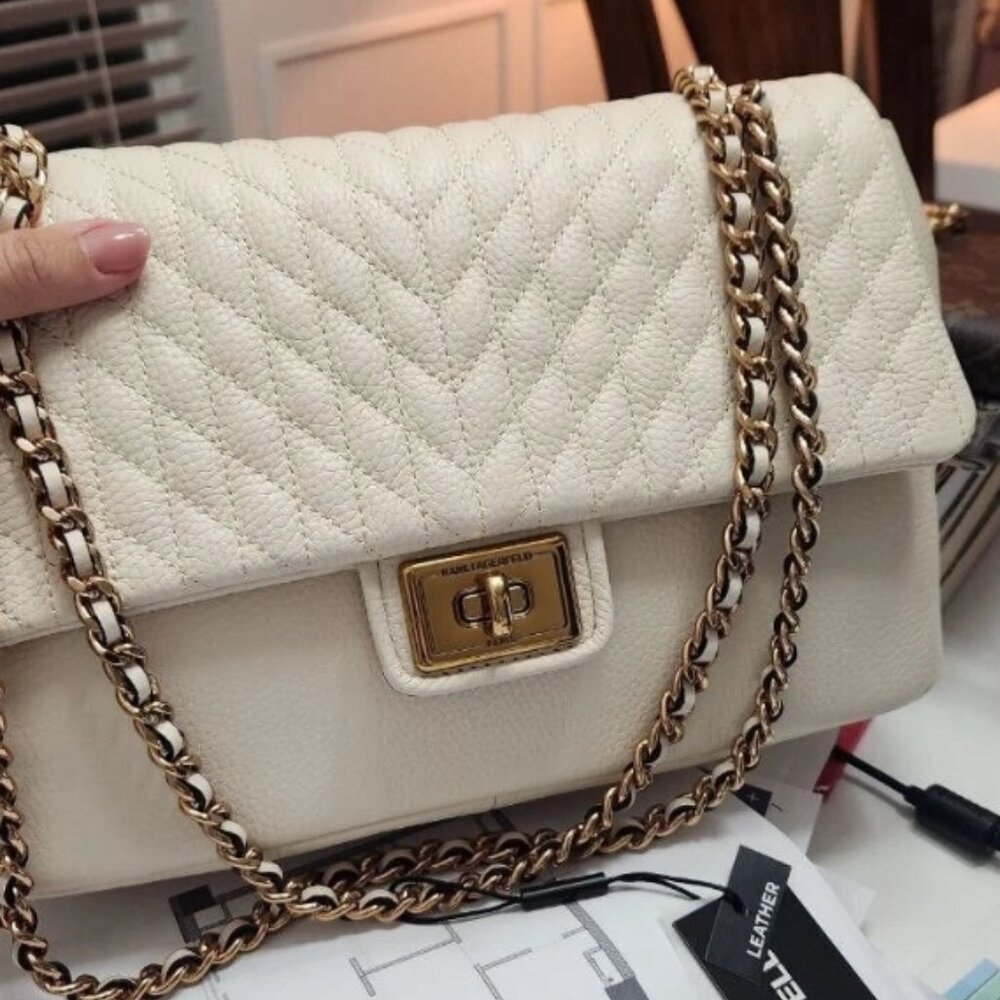 NEW! Karl Lagerfeld Paris Agyness Quilted Leather Shoulder Bag